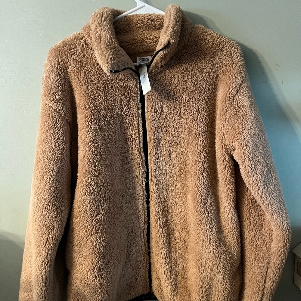 PINK Victoria's Secret Tan Sherpa Jacket